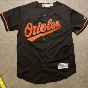 Majestic Cool Base Black and Orange Orioles Jersey